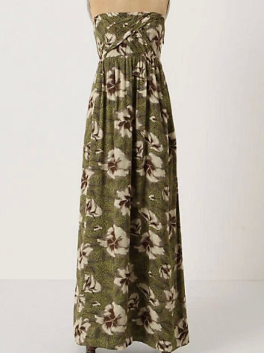 Anthropologie Edme & Esyllte Maxi Dress w Pockets Green Floral - Picture 1 of 7